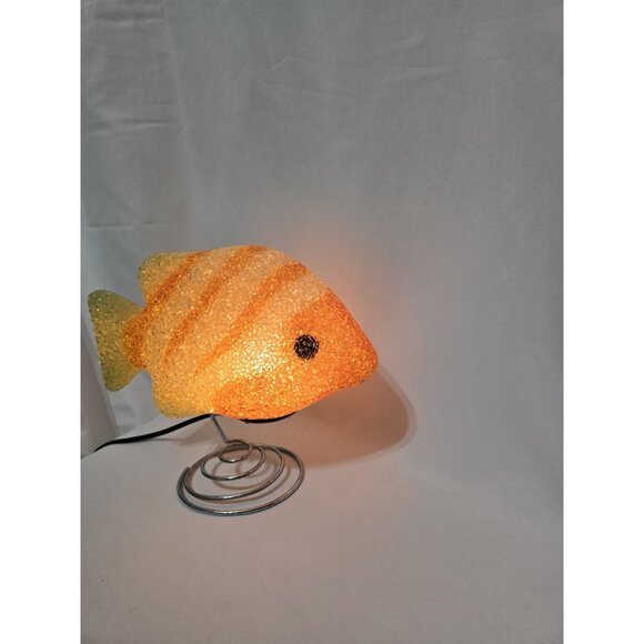 Yellow and Orange Melted popcorn Fish Lamp- Y2K Retro Room Decor - Picture 6 of 13